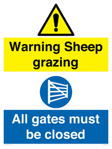 Warning Sheep grazing / All gates must be closed